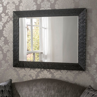 Yearn Black Wave Framed Mirror 79x64cm