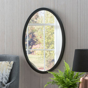 Yearn Contemporary Oval Wall Mirror Black 44x34cm