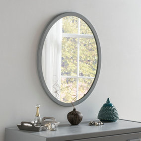 Yearn Contemporary Oval Wall Mirror Grey 54x44cm