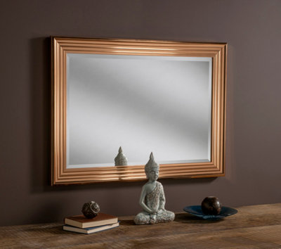 Yearn Copper Reeded Framed Wall Mirror 119x94cm