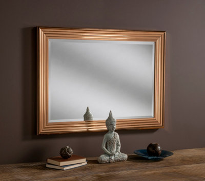 Yearn Copper Reeded Framed Wall Mirror  79x64cm