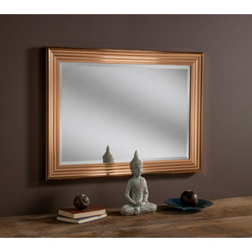 Yearn Copper Reeded Framed Wall Mirror  79x64cm