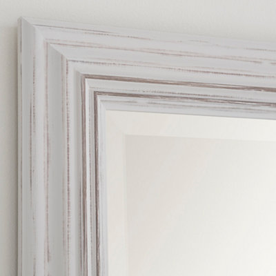 Yearn Distressed White Framed Wall Mirror 102x74cm