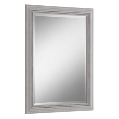 Yearn Distressed White Framed Wall Mirror 117x91cm