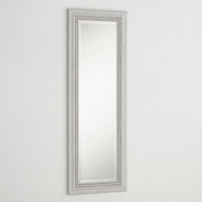 Yearn Distressed White Framed Wall Mirror 129x45cm
