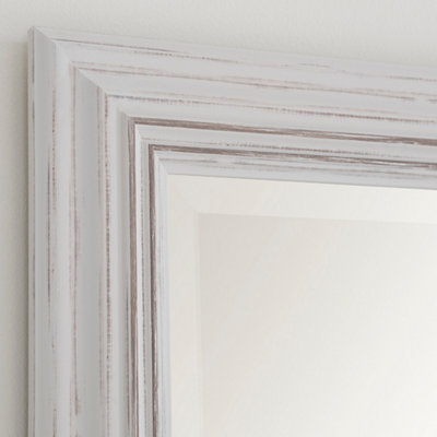 Yearn Distressed White Framed Wall Mirror 167x76cm