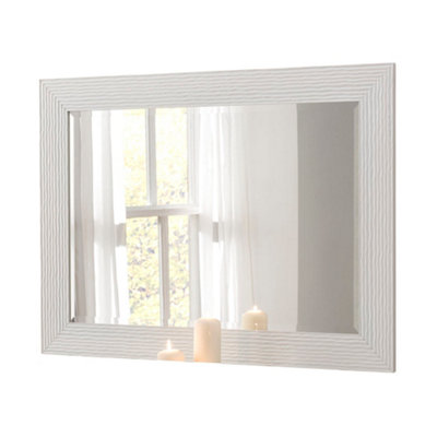Yearn Gloss White Wave Framed Mirror 119x94cm