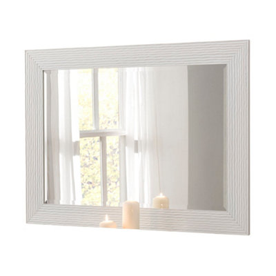 Yearn Gloss White Wave Framed Mirror 94x69cm