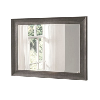 Yearn Grey Scooped Rectangular Framed Mirror 129x76cm