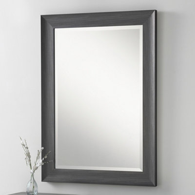 Yearn Grey Scooped Rectangular Framed Mirror 91x66cm
