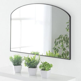 Yearn Minimal arched mirror Black 71(w) x 49cm(h)