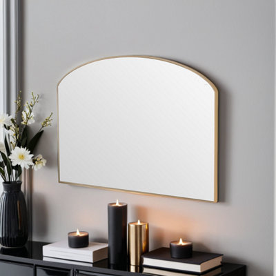 Yearn Minimal arched mirror Gold 71(w) x 49cm(h)