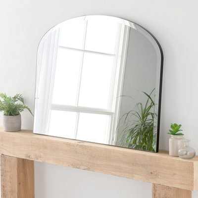 Yearn Minimal Bevelled Mantle Mirror Black 91(w) x 69cm(h)