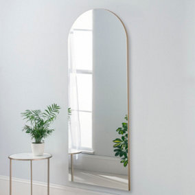Yearn Minimal large Floor Arch Mirror Gold 150x60cm
