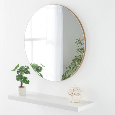 Yearn minimal Round Wall Mirror Gold 50cm | DIY at B&Q