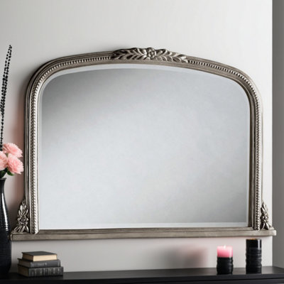 Yearn Overmantle Beaded Mirror Silver 102(w)x66cm(h)