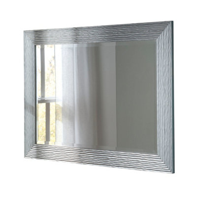 Yearn Silver Framed Wave Framed Mirror 119x94cm