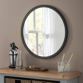 Yearn Simple Round Wall Mirror Black 70cm