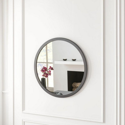 Yearn Simple Round Wall Mirror Grey 50cm