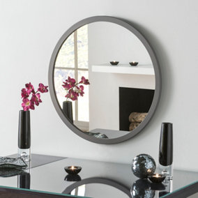Yearn Simple Round Wall Mirror Grey 70cm