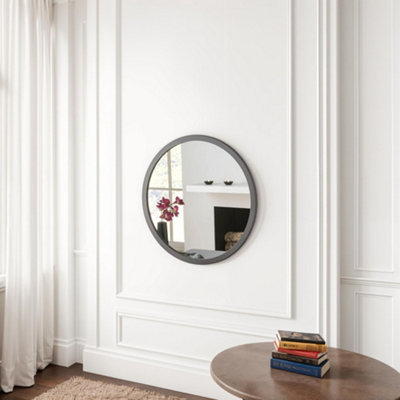 Yearn Simple Round Wall Mirror Grey 70cm
