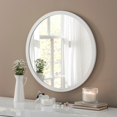 Yearn Simple Round Wall Mirror White 70cm