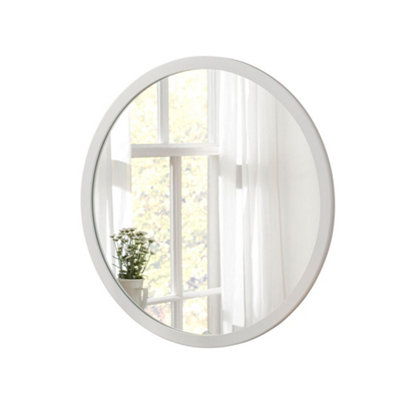 Yearn Simple Round Wall Mirror White 70cm