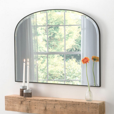 Yearn Simplicity Mantle Mirror Bevelled Black 92(w) x 71cm(h)