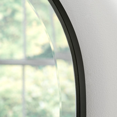 Yearn Simplicity Mantle Mirror Bevelled Black 92(w) x 71cm(h)