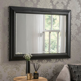 Yearn Textured Black Framed Wall Mirror 119x94cm