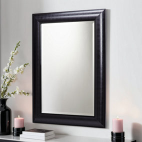 Yearn Textured Black Framed Wall Mirror 132x79cm