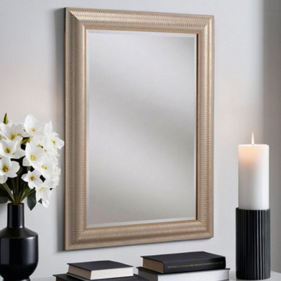 Yearn Textured Champagne Framed Wall Mirror 118x92.5cm