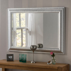 Yearn Textured Silver Chrome Framed Mirror 92.5x67cm