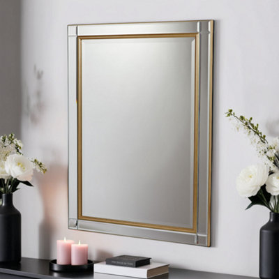 Yearn Venetian Bevelled Brass Mirror 91x117cm