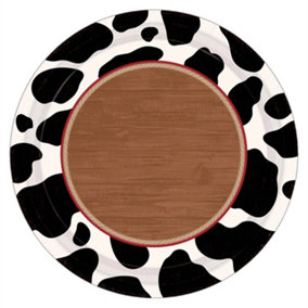 Yeehaw Paper Cowboy Disposable Plates (Pack of 8) White/Black/Brown (One Size)