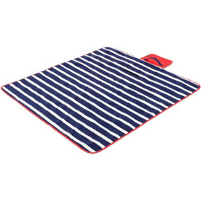 Yello Fleece Outdoor Picnic Rug - Blue Stripe