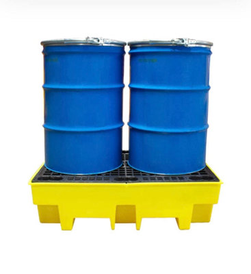 Yellow 2-Drum Spill Pallet: Reliable Containment for Hazardous Materials