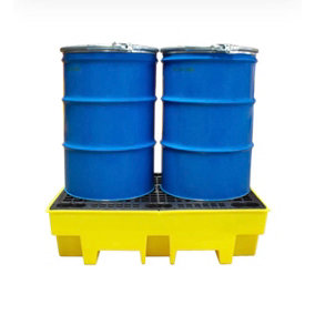 Yellow 2-Drum Spill Pallet: Reliable Containment for Hazardous Materials