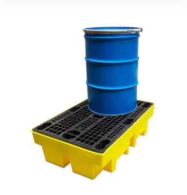 Yellow 2-Drum Spill Pallet: Reliable Containment for Hazardous Materials - 3