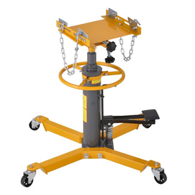 Yellow 2 Stage 0.5 Ton Spring Loaded Vertical Hydraulic Transmission Jack with Castors