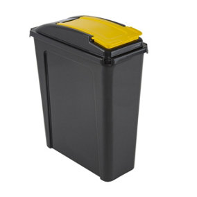 Yellow 25L Slimline Kitchen Bin Wham Recycling Rubbish Waste Dustbin Flip Top Lid
