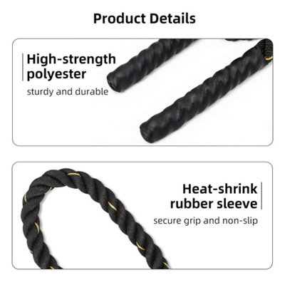 yellow 27mm x 5.7m Battle Rope, Heavy Duty Poly Dac Exercise Rope for ...