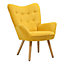 Yellow Accent Chair Modern Upholstered Armchair with Wood Legs Tufted Button Wingback Sofa Chairs for Living Room Bedroom