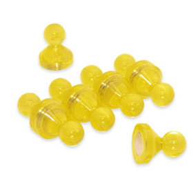 Yellow Acrylic Push Pin Office Magnet for Fridge, Whiteboard, Noticeboard, Filing Cabinet - 21mm dia x 26mm tall (Pack of 10)