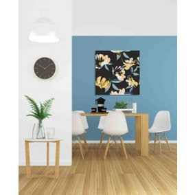 Yellow and Black floral (Canvas Print) / 20cm x 20cm