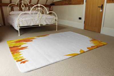 Yellow Autumn Border Designer Special Soft Home Rug