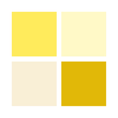 Colour swatch with four yellow tones, from pale lemon to deep mustard.