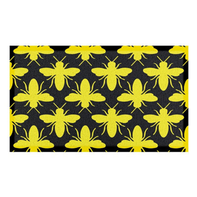 Yellow Bee Pattern Indoor & Outdoor Doormat - 70x40cm