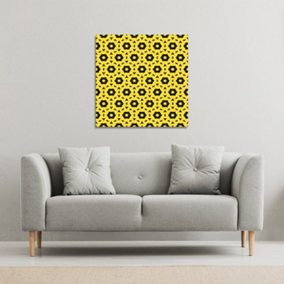 Yellow & Black Geometric Pattern (Canvas Print) / 127 x 127 x 4cm