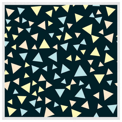Yellow & blue triangles (Picutre Frame) / 16x16" / White